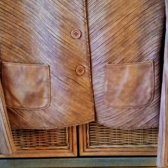 NEWPORT NEWS Vintage WOMEN’S LEATHER JACKET BROWN Shimmer VERY NICE & Stretchy! - Picture 7 of 16